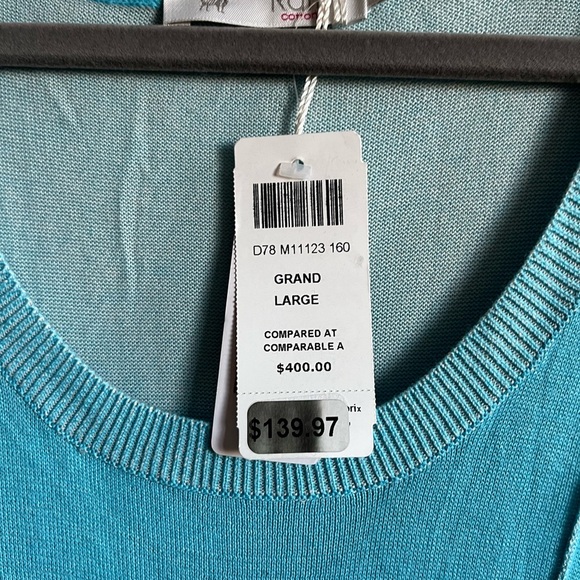 NWT RAFFI Cotton Sears Turquoise High Low Long Maxi Sleeveless Stretchy Dress - Picture 4 of 10